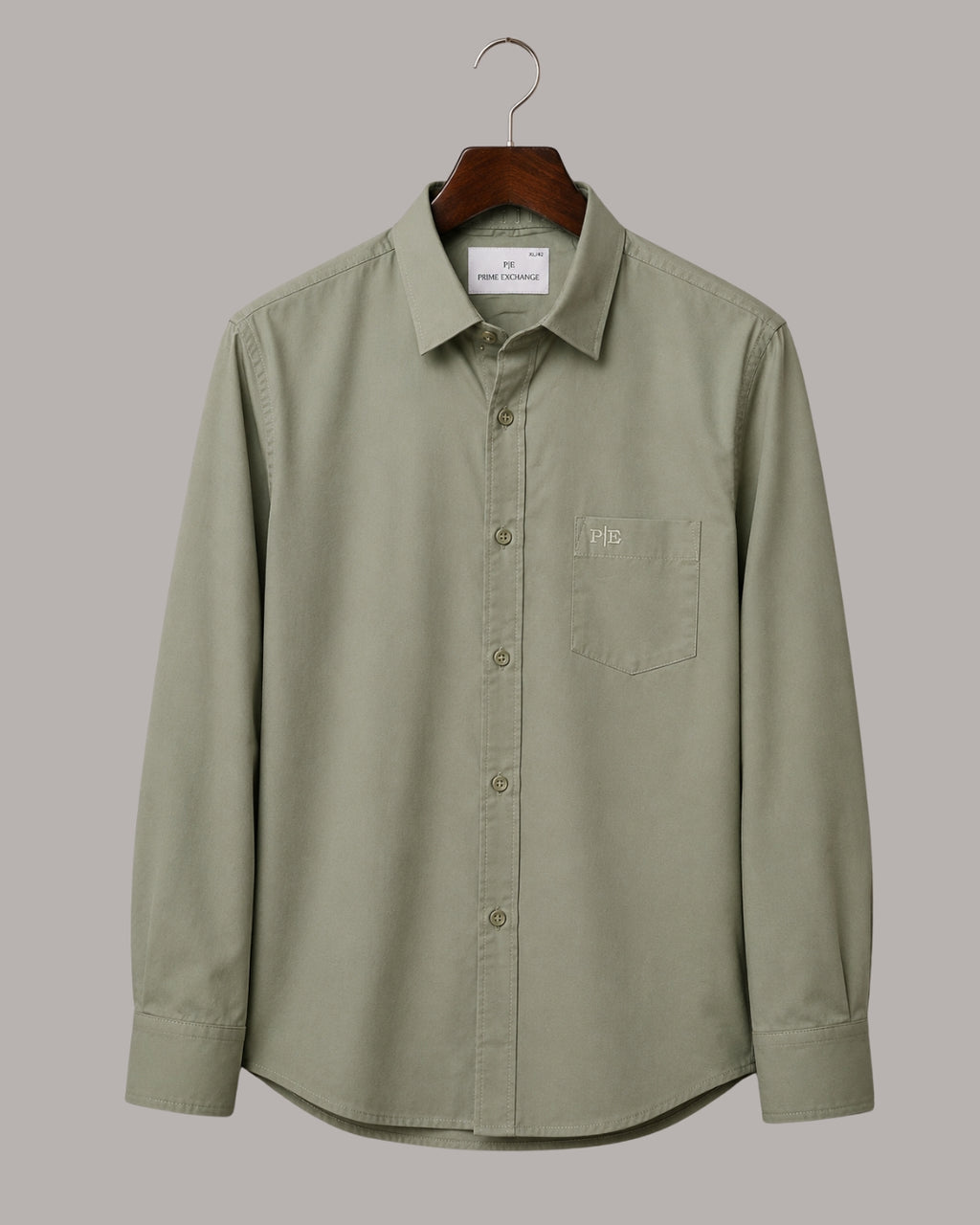 PRIME EXCHANGE-Sage Green Button-Down Shirt