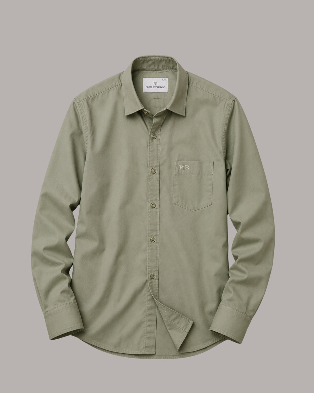 PRIME EXCHANGE-Sage Green Button-Down Shirt