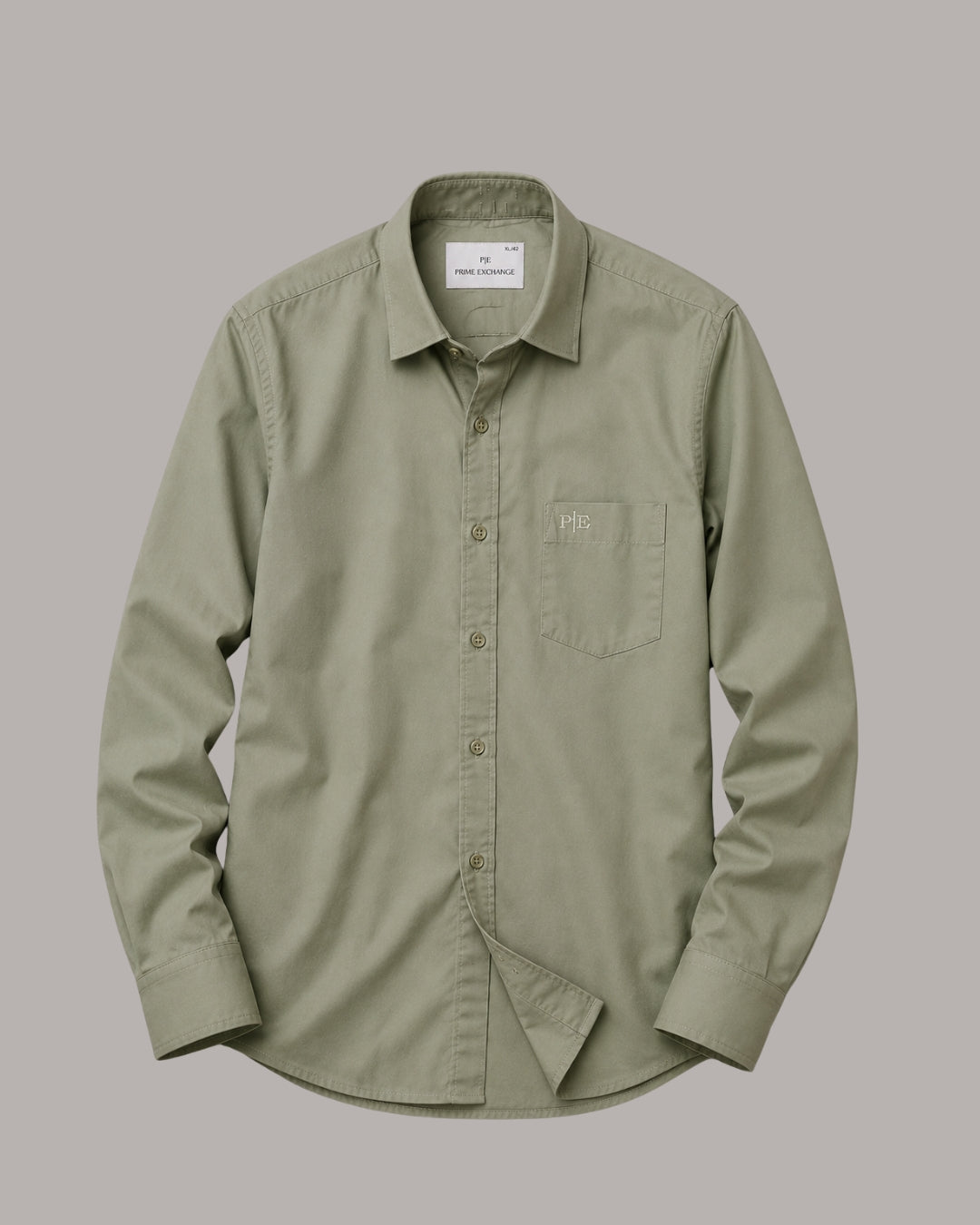 PRIME EXCHANGE-Sage Green Button-Down Shirt
