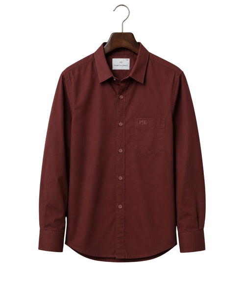 PRIME EXCHANGE-Burgundy Long-Sleeve Shirt