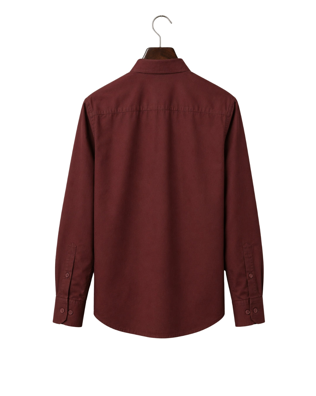PRIME EXCHANGE-Burgundy Long-Sleeve Shirt