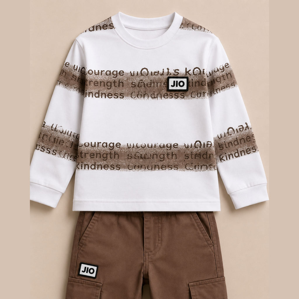 A-First- Boys Printed Sweatshirt & Cargo Pants Set