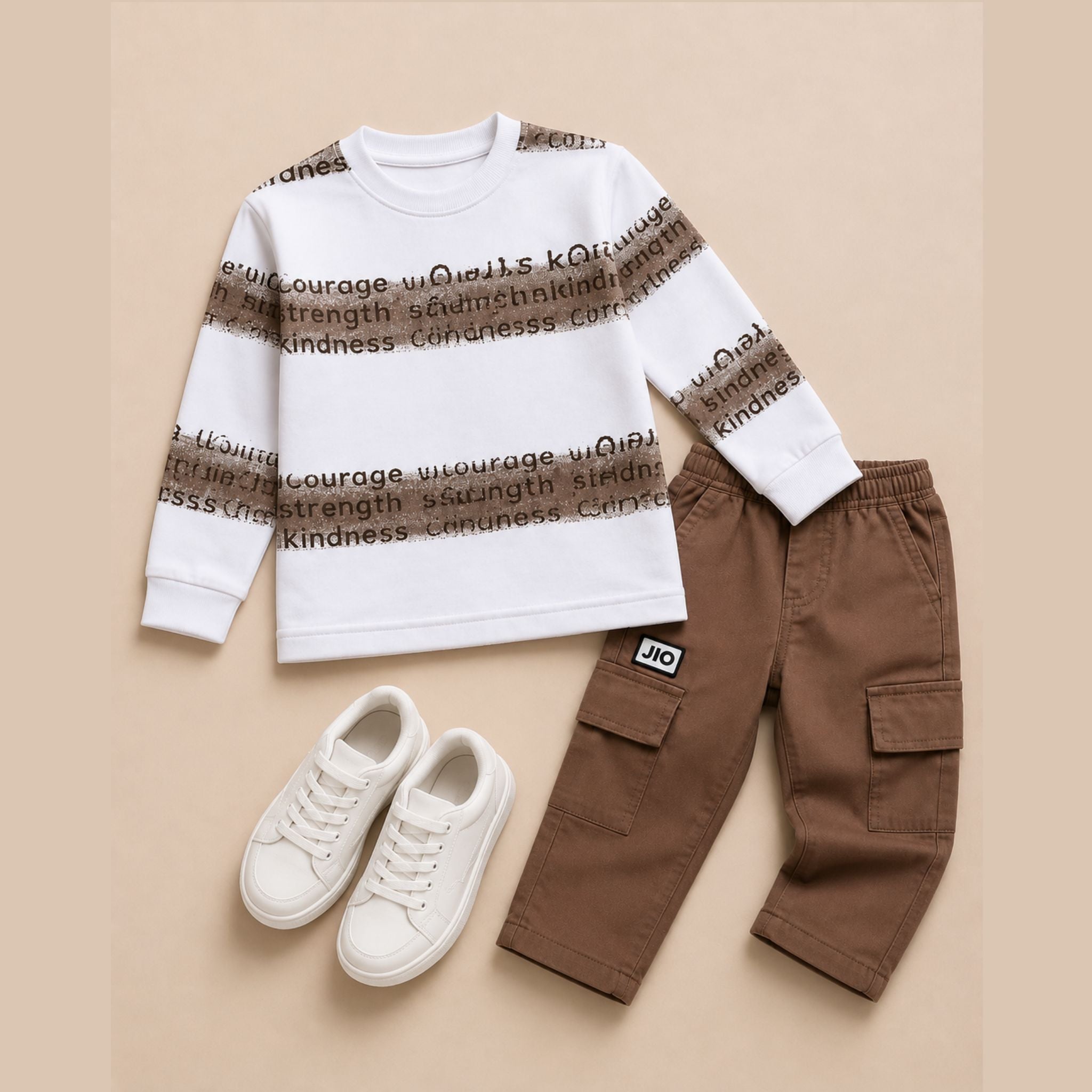 A-First- Boys Printed Sweatshirt & Cargo Pants Set