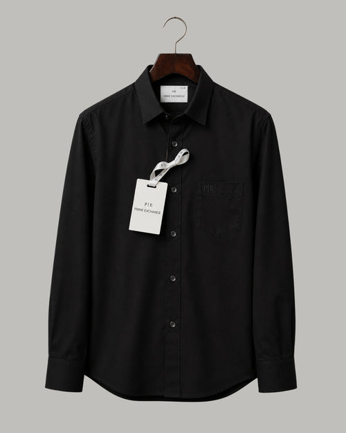 PRIME EXCHANGE-Men's Black Casual Cotton Shirt