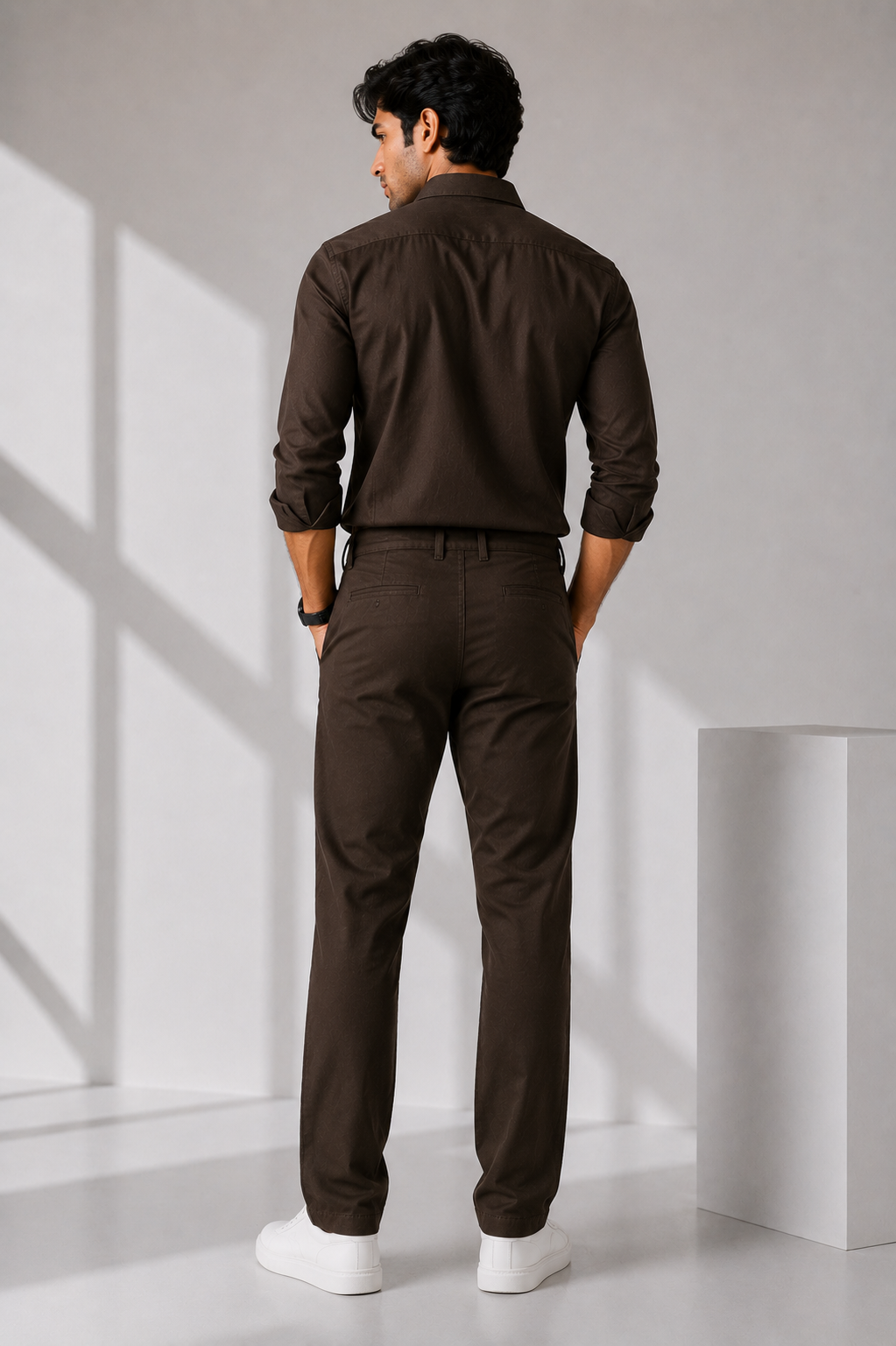 LEOCITY-Dark Brown Comfort-Leg Trousers