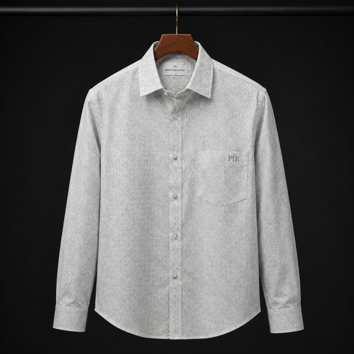 PRIME EXCHANGE-Men's White Textured Long Sleeve Casual Shirt