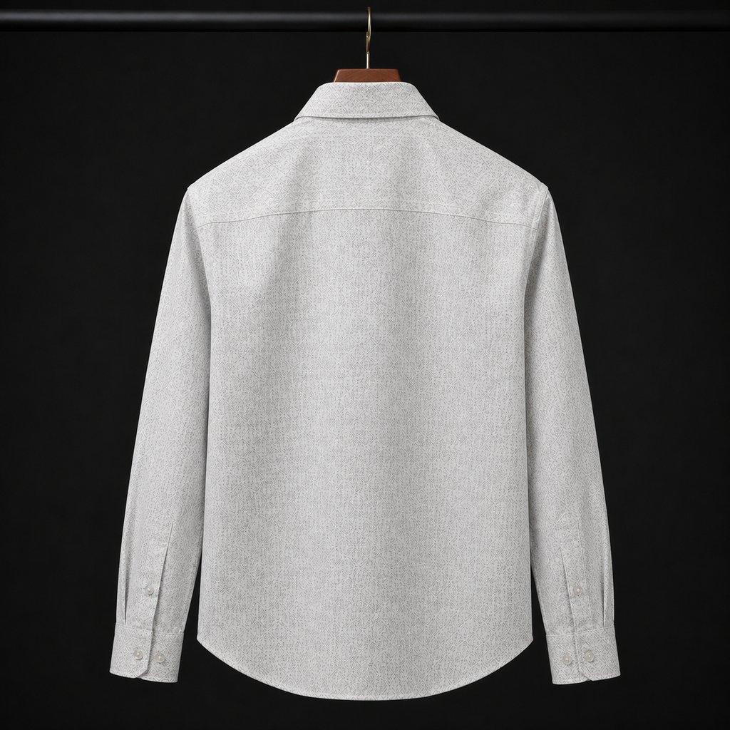 PRIME EXCHANGE-Men's White Textured Long Sleeve Casual Shirt