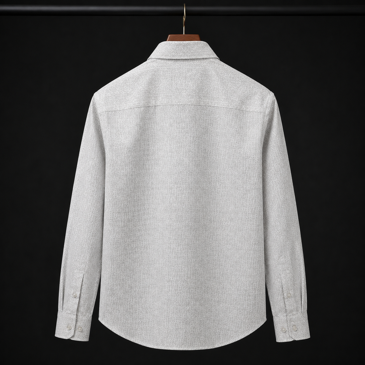 PRIME EXCHANGE-Men's White Textured Long Sleeve Casual Shirt
