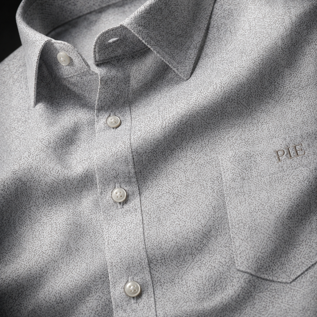 PRIME EXCHANGE-Men's White Textured Long Sleeve Casual Shirt