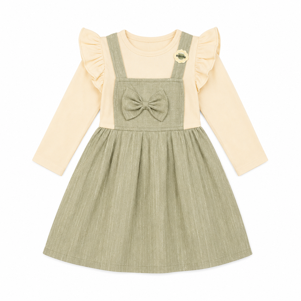 MINI SMILE-Sage Green Elegance Bow Dress
