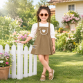 MINI SMILE-Mocha Pocket Pinafore & Top Co-Ord Set