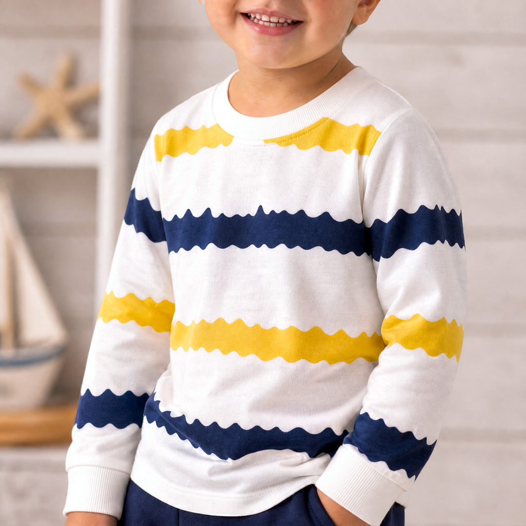 TEENSY-WEENSY|Nautical Wave Striped Set
