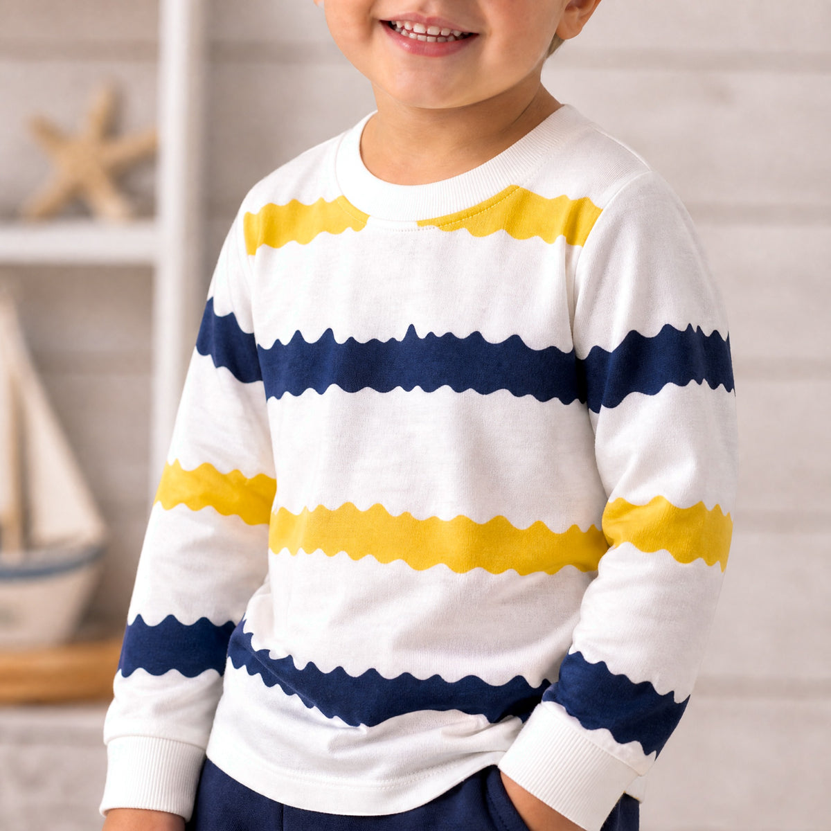 TEENSY-WEENSY|Nautical Wave Striped Set