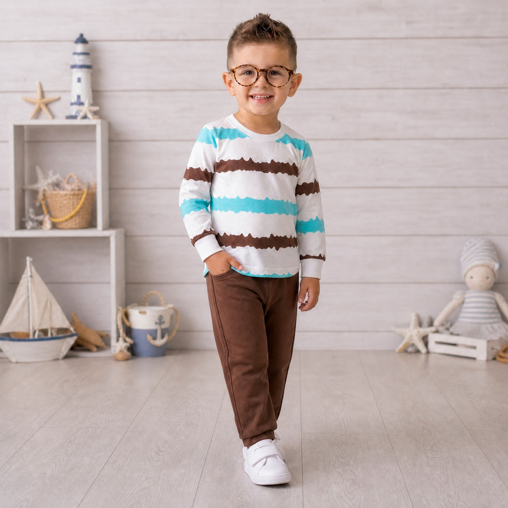 TEENSY-WEENSY|Nautical Wave Striped Set