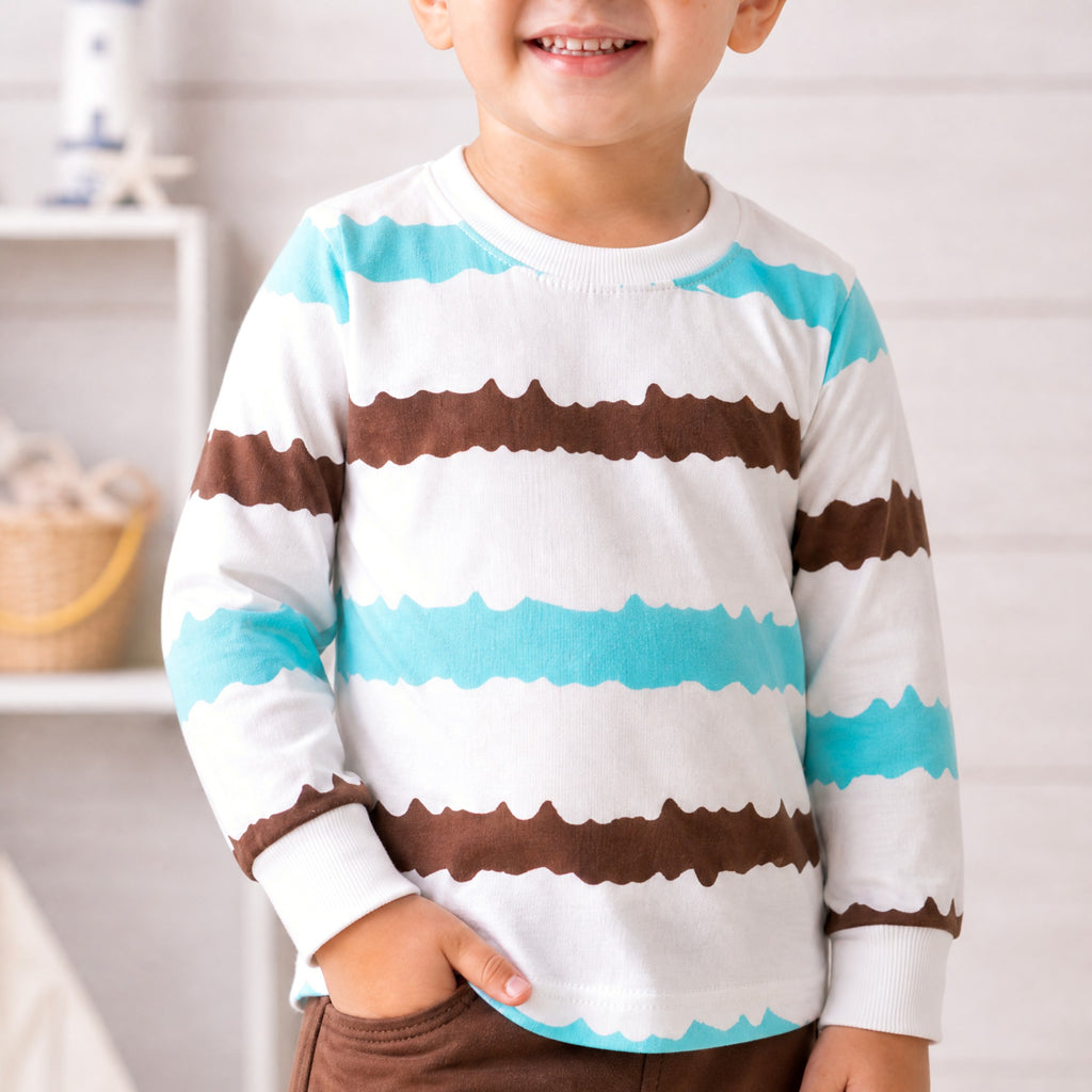 TEENSY-WEENSY|Nautical Wave Striped Set