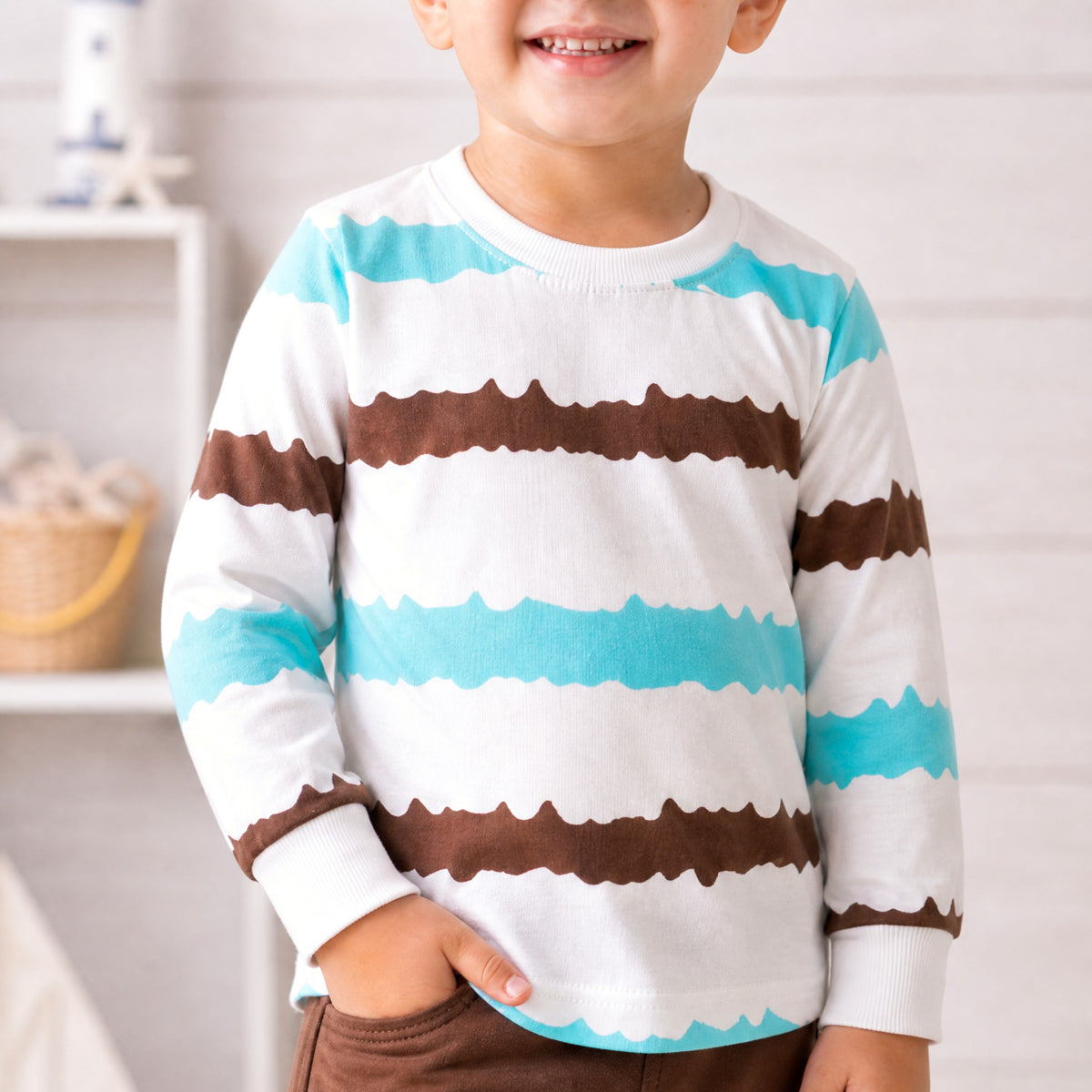 TEENSY-WEENSY|Nautical Wave Striped Set