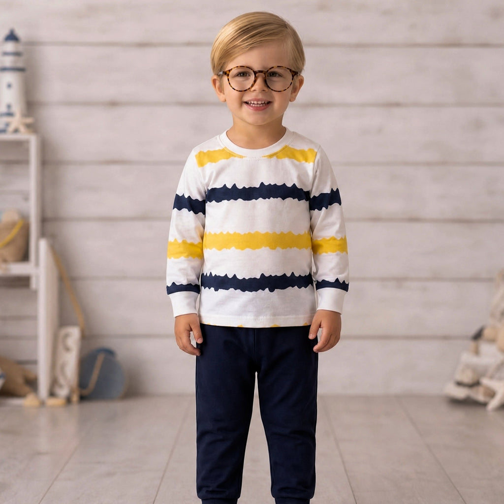 TEENSY-WEENSY|Nautical Wave Striped Set