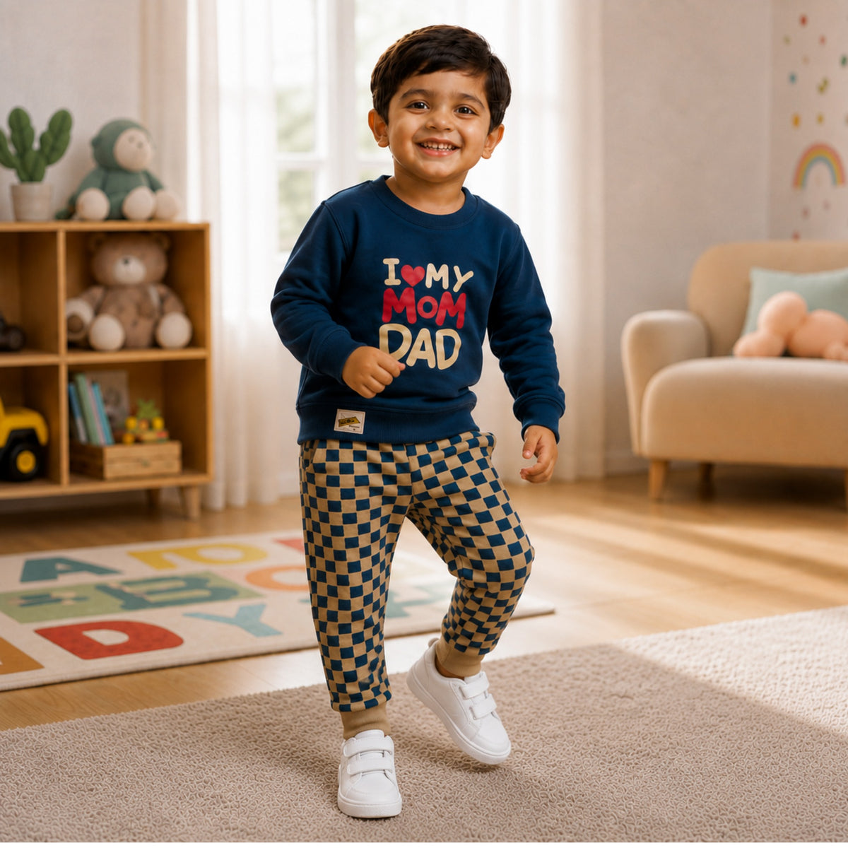 TEENSY-WEENSY|Graphic Pullover & Patterned Track Pants