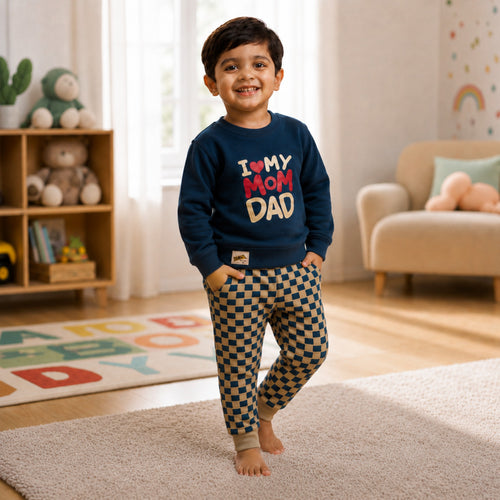TEENSY-WEENSY|Graphic Pullover & Patterned Track Pants