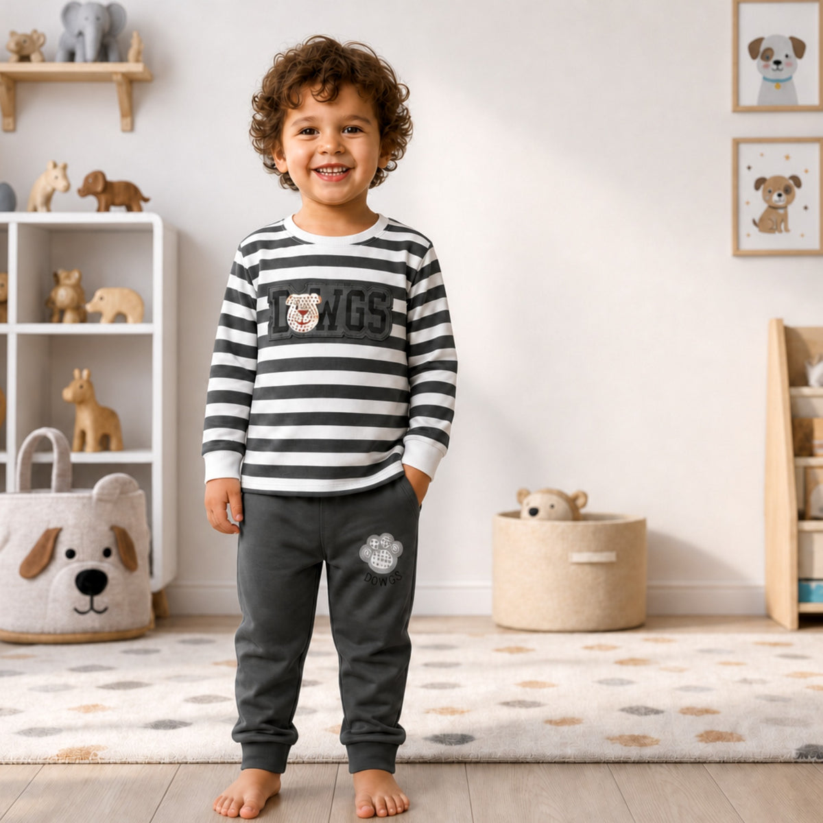 TEENSY-WEENSY|DOGS Mascot Striped Co-ord Set