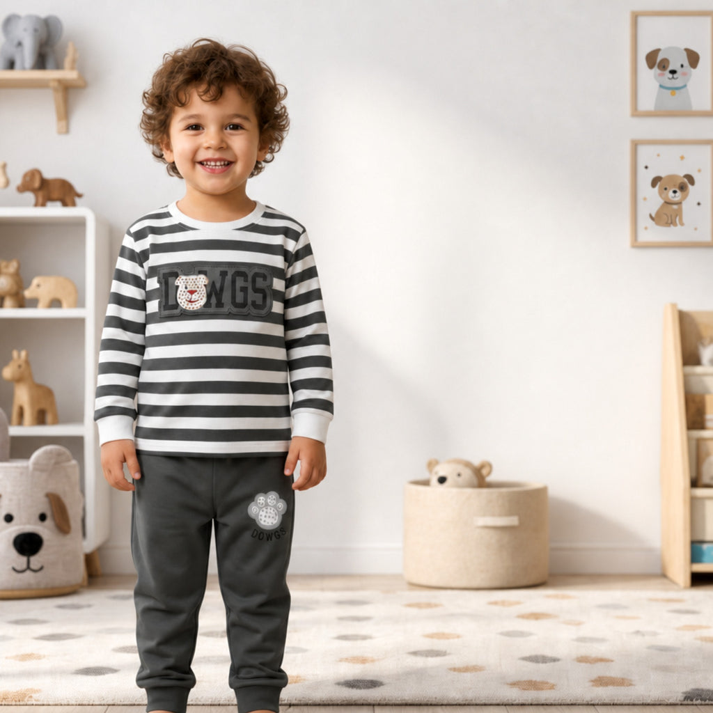 TEENSY-WEENSY|DOGS Mascot Striped Co-ord Set