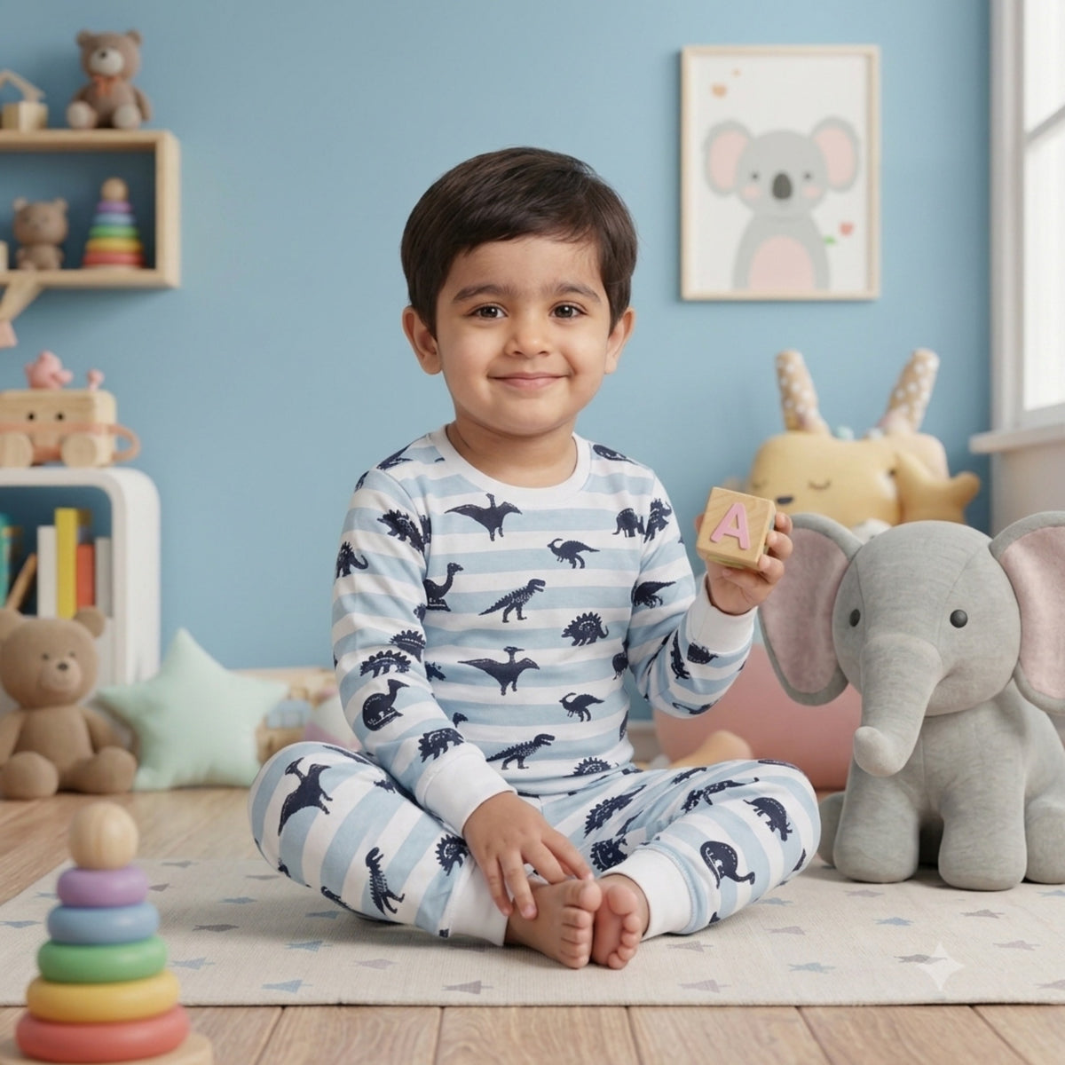TEENSY-WEENSY|Dinosaur & Stripe Two-Piece Set