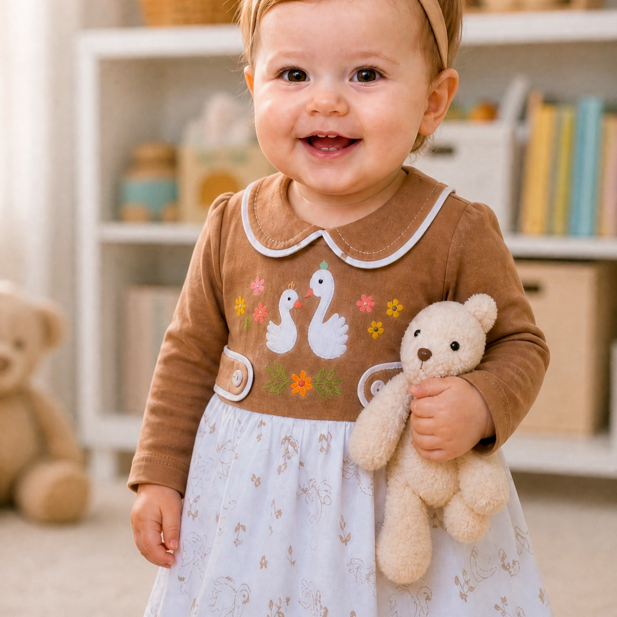 NANNY-Pink Floral Baby Dress Set