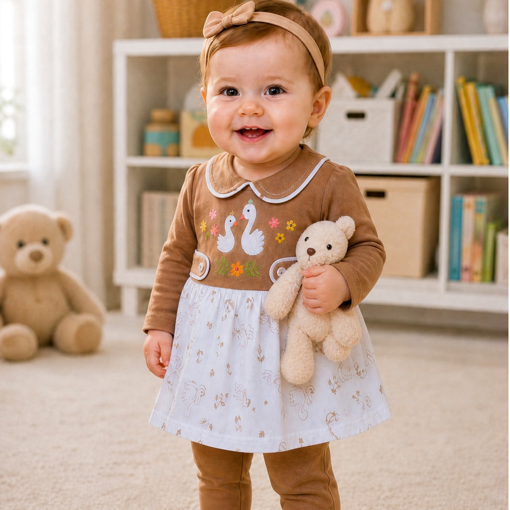 NANNY-Pink Floral Baby Dress Set