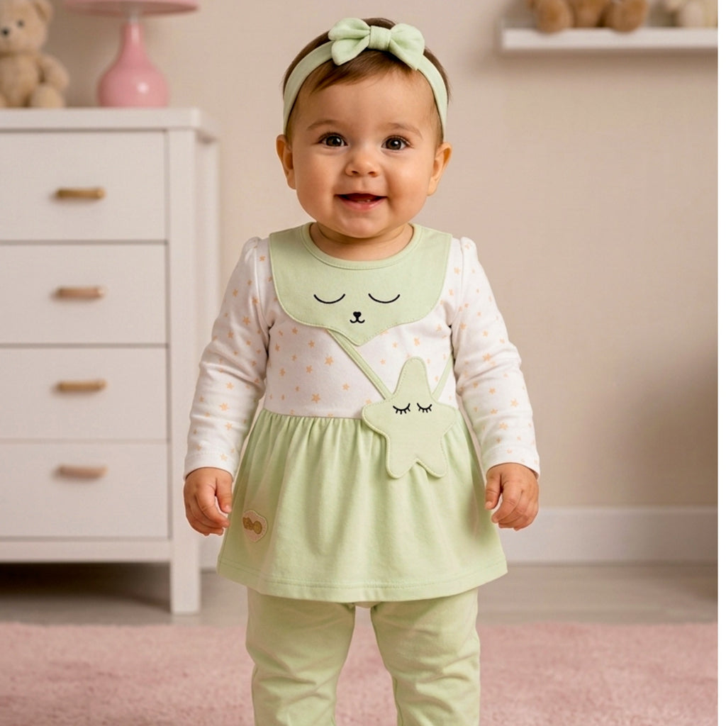 NANNY-Toddler Girl Dress & Headband Set