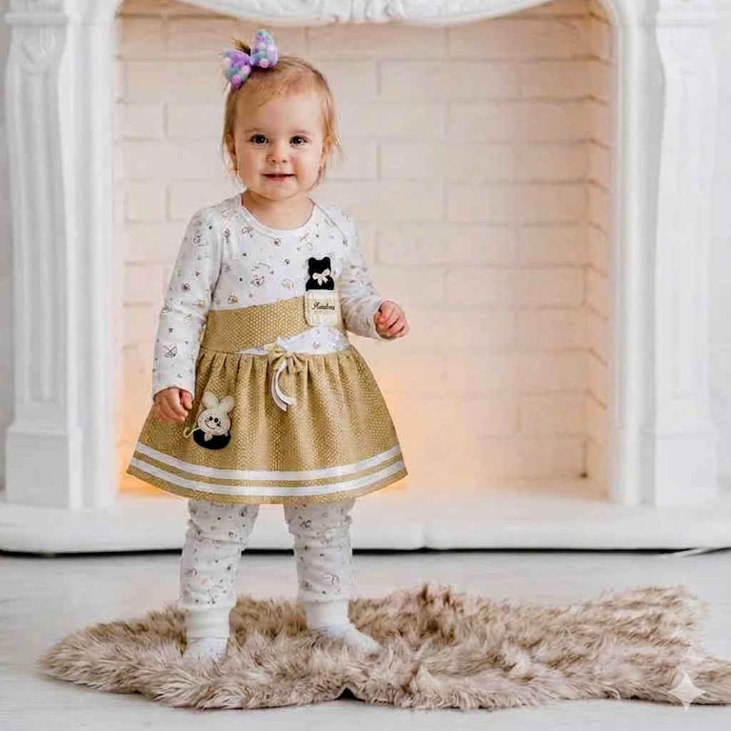 NANNY-Toddler Girl Star Print Dress Set