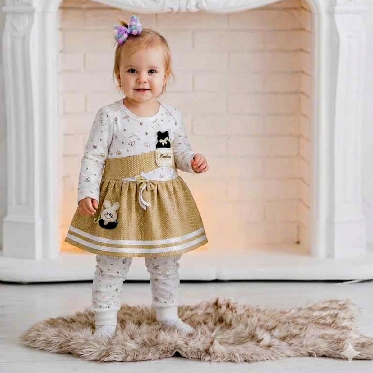 NANNY-Toddler Girl Star Print Dress Set