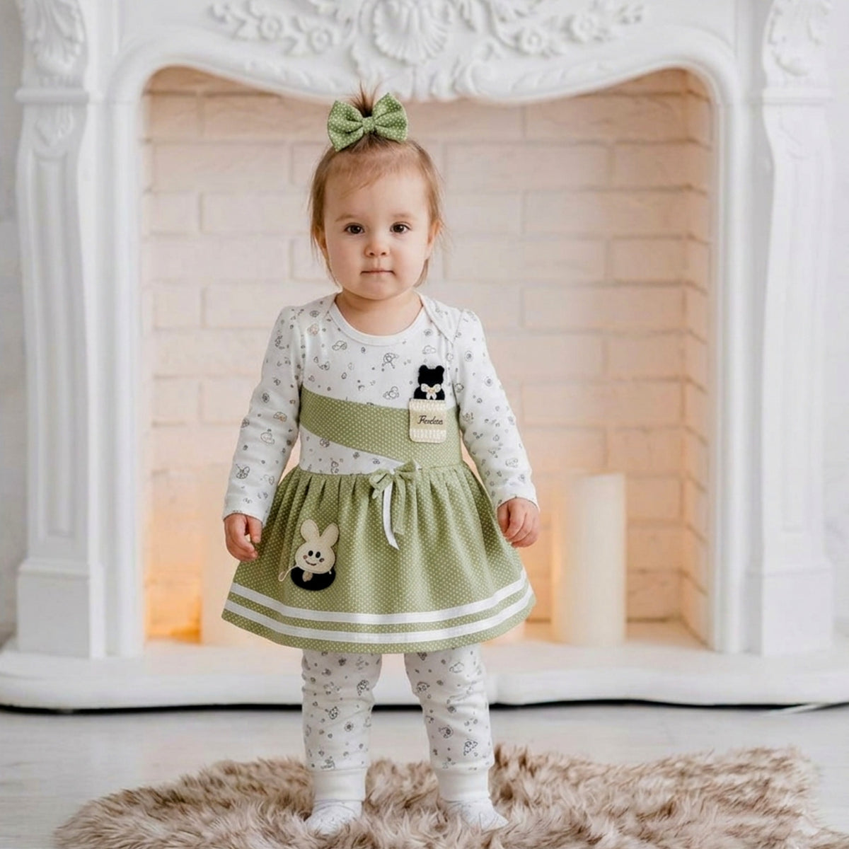 NANNY-Toddler Girl Star Print Dress Set