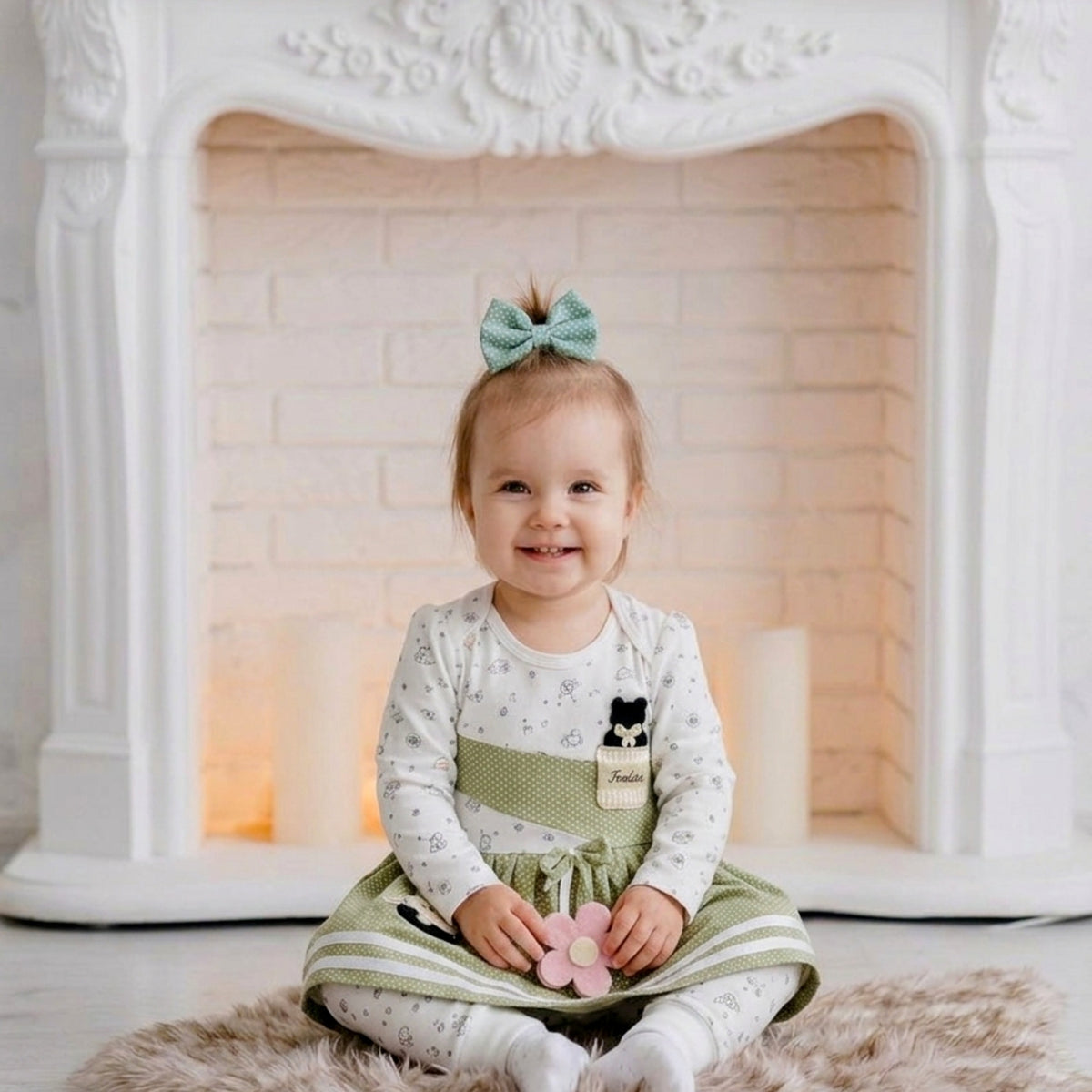 NANNY-Toddler Girl Star Print Dress Set
