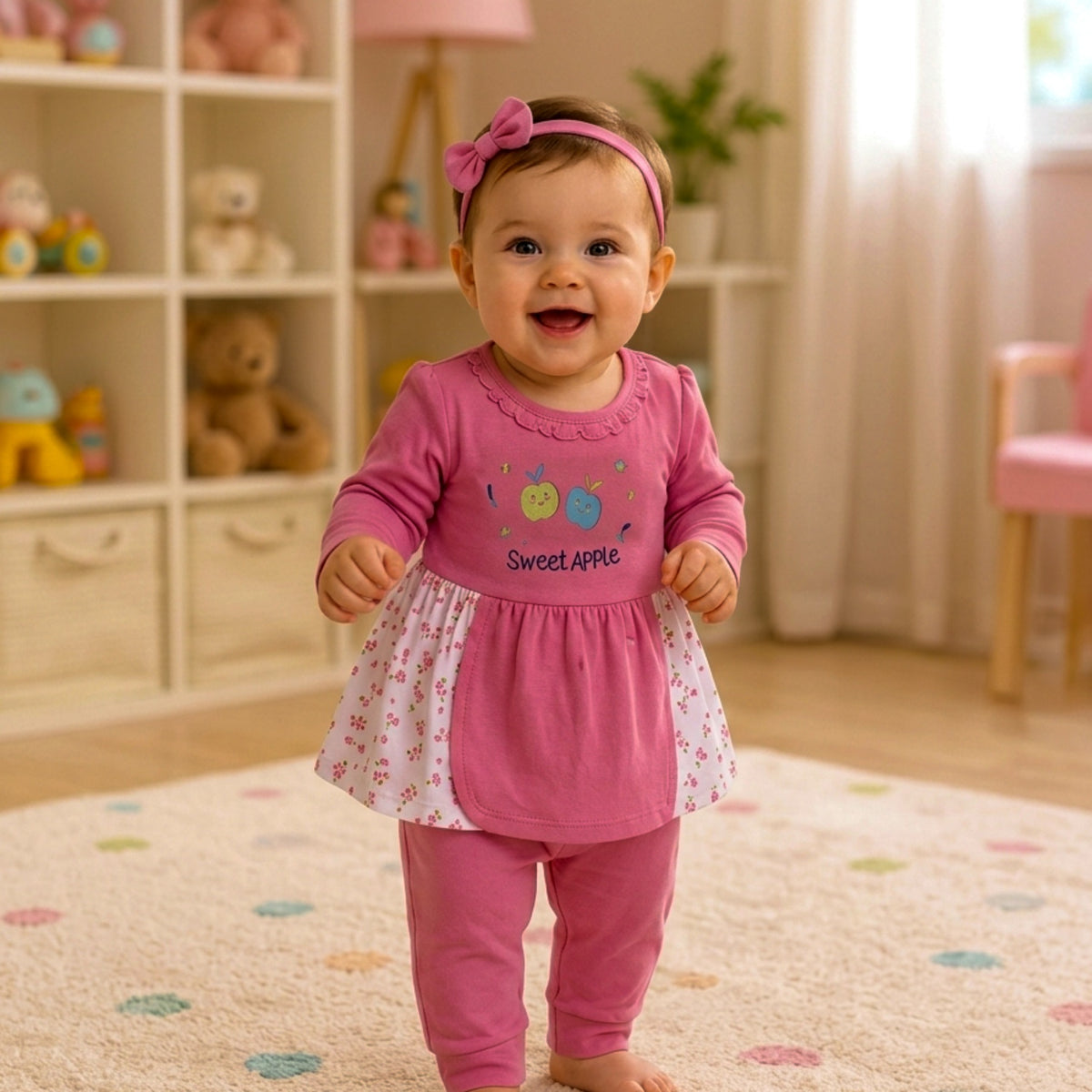 NANNY-Baby Girl 2-Piece Dress & Pants Set
