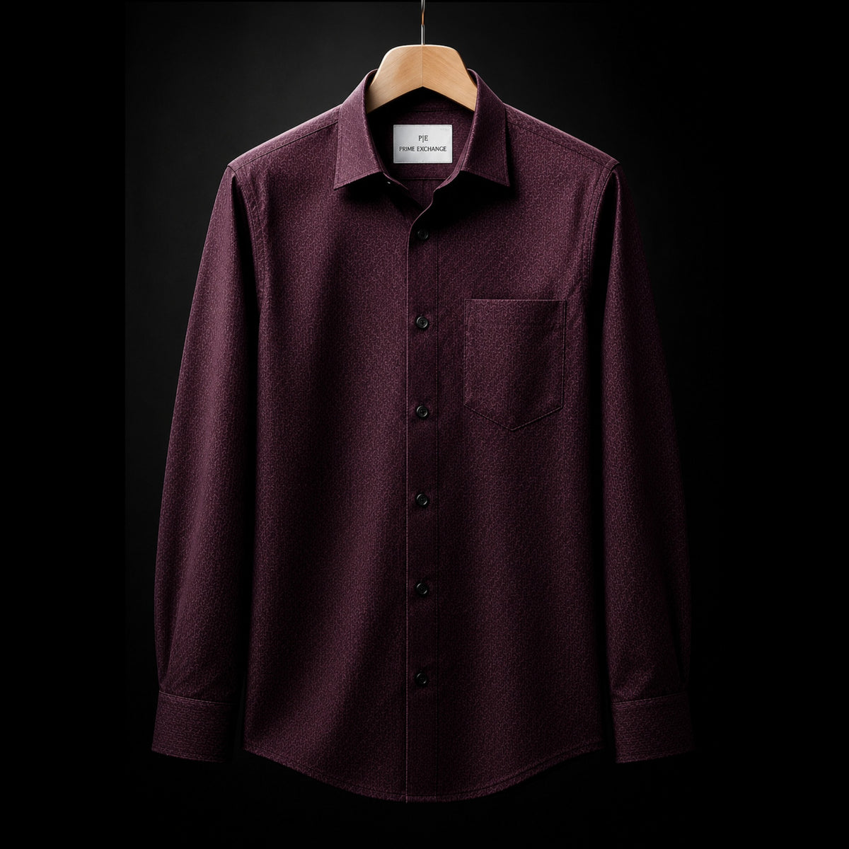 PRIME EXCHANGE-Burgundy Textured Shirt