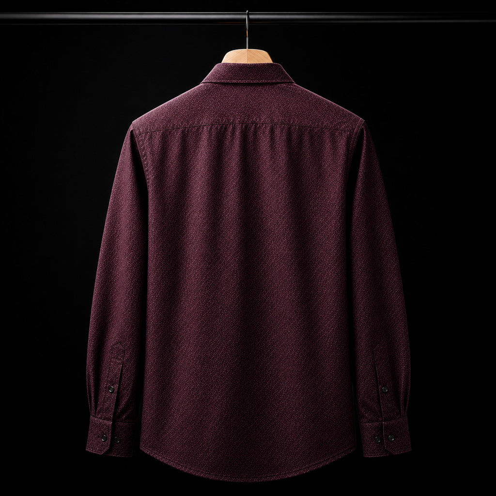 PRIME EXCHANGE-Burgundy Textured Shirt