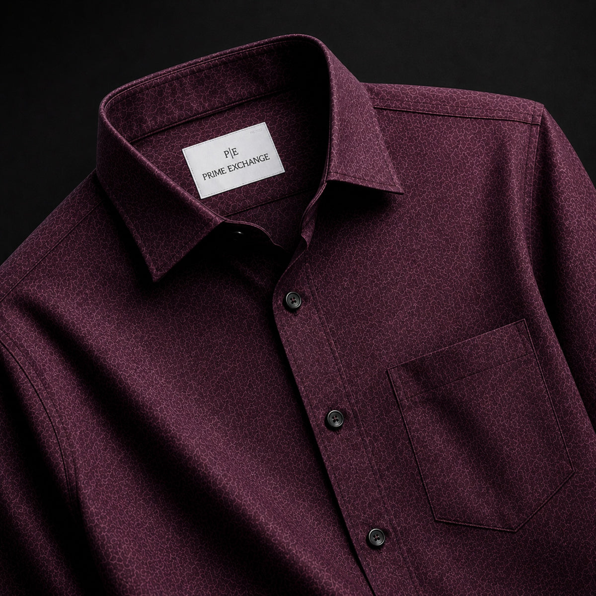 PRIME EXCHANGE-Burgundy Textured Shirt