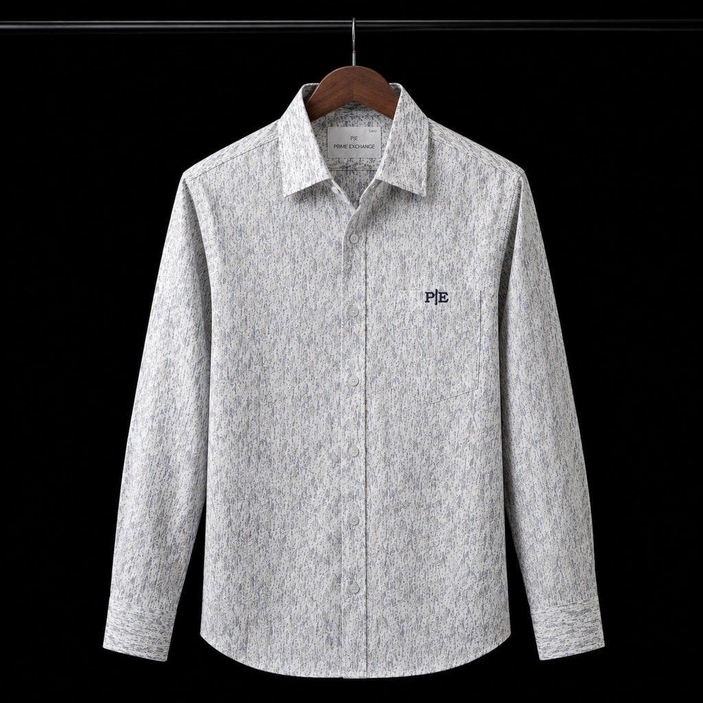 PRIME EXCHANGE-Micro-Patterned Casual Shirt