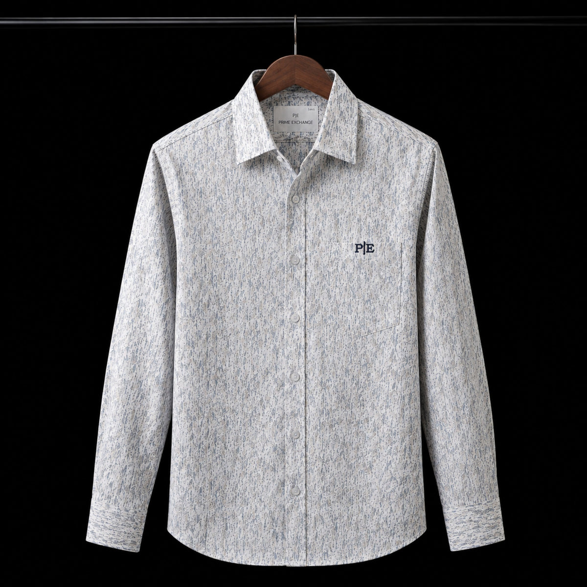 PRIME EXCHANGE-Micro-Patterned Casual Shirt