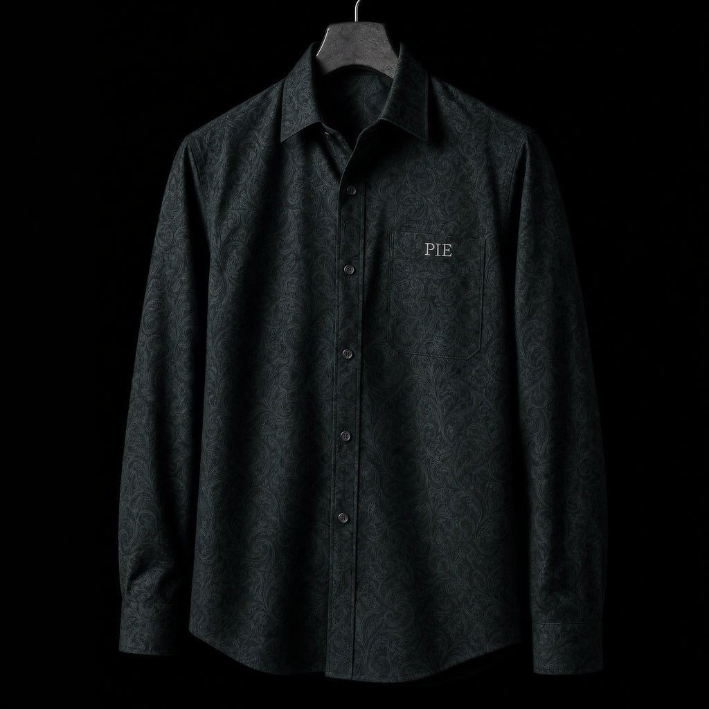 PRIME EXCHANGE-Charcoal Damask Shirt