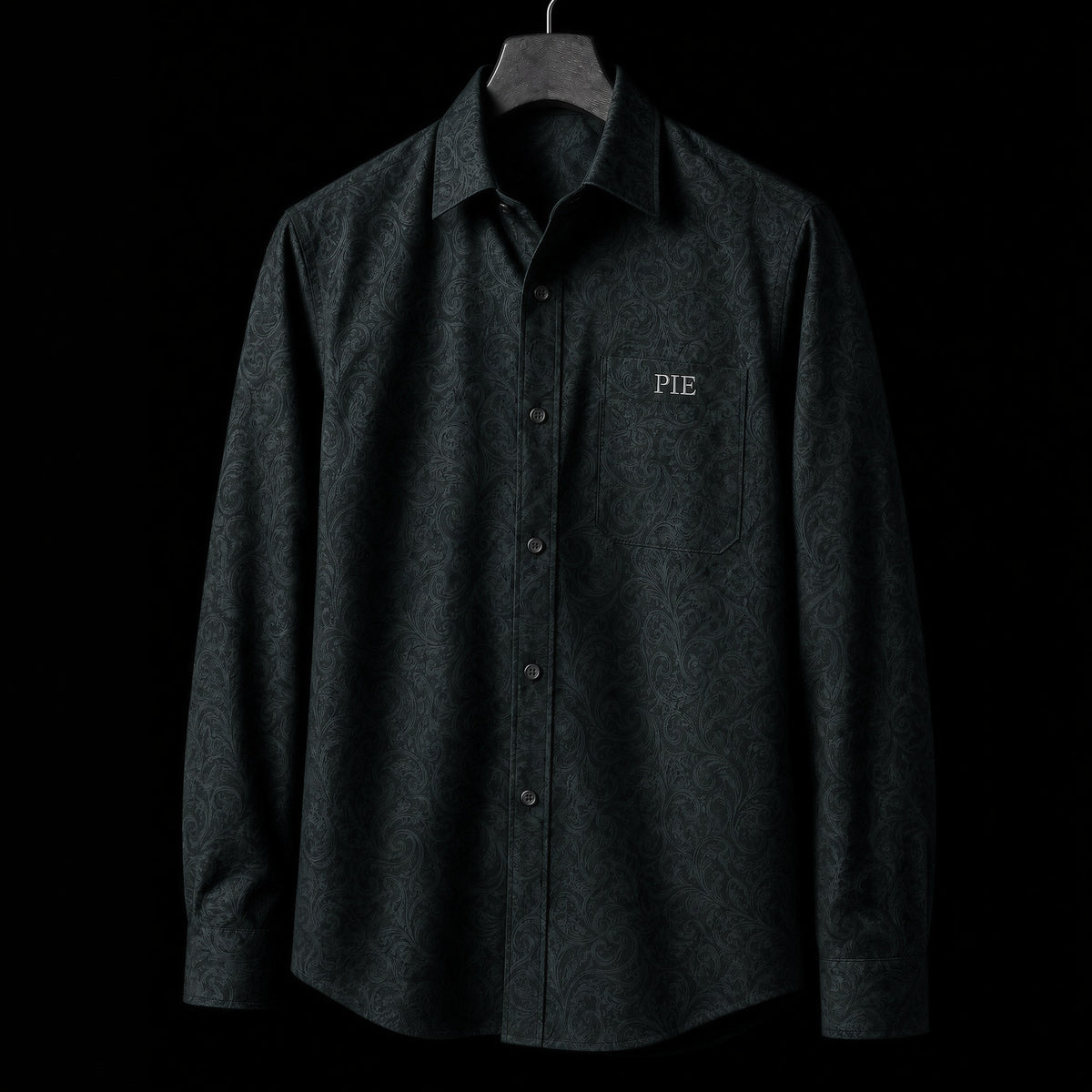PRIME EXCHANGE-Charcoal Damask Shirt