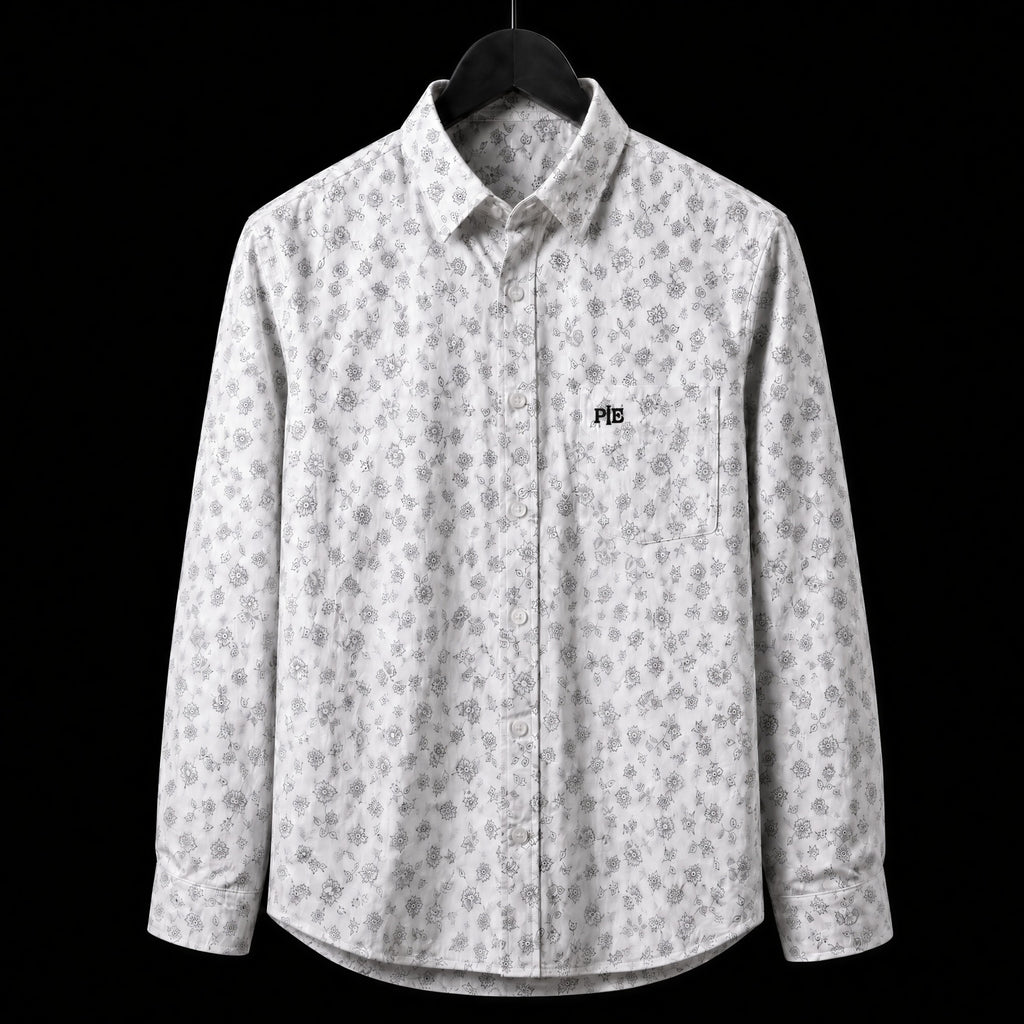 PRIME EXCHANGE-White Floral Printed Shirt