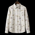 PRIME EXCHANGE-Beige Floral Line-Art Shirt