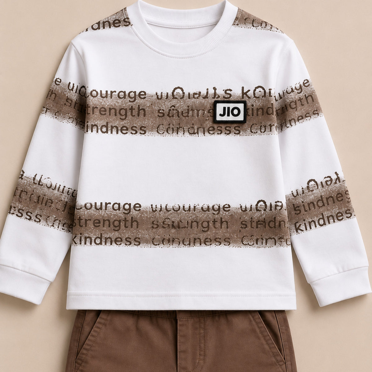 A.FIRST-Textured Stripe Typography Two-Piece Set