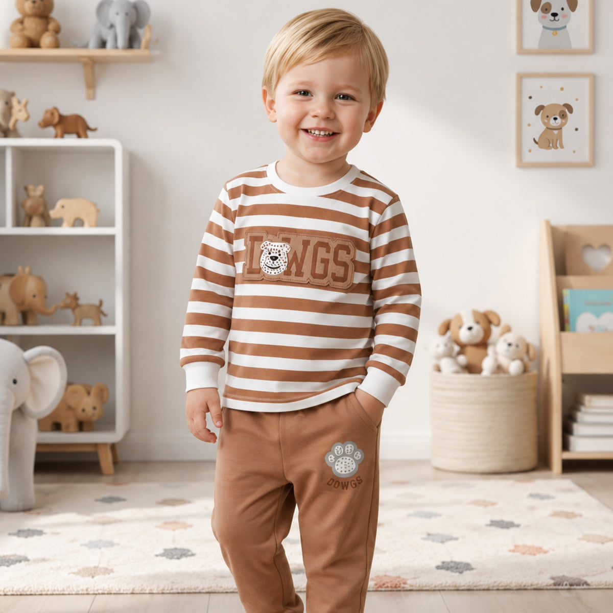 TEENSY-WEENSY|DOGS Mascot Striped Co-ord Set