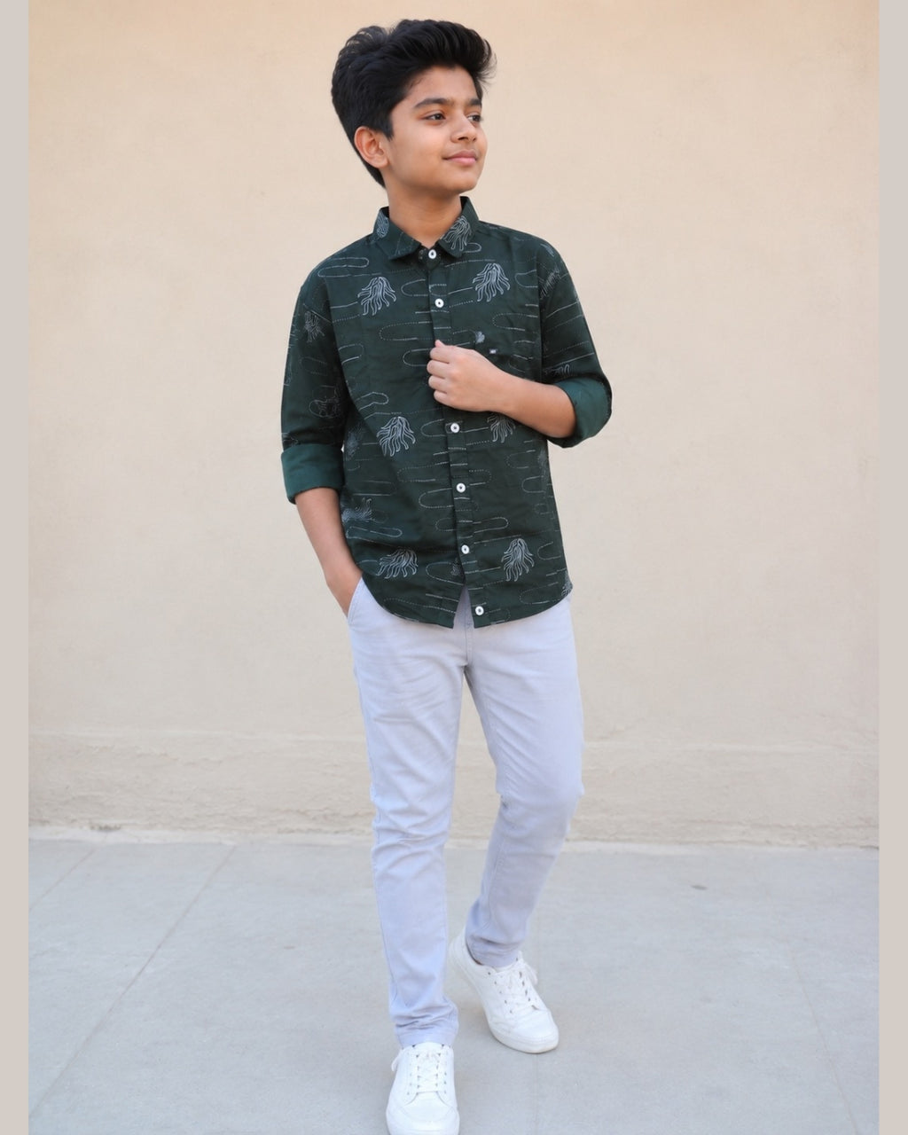 G_FIVE-Regular Fit Casual Shirt | Full Sleeve Cotton Blend Shirt for Kids