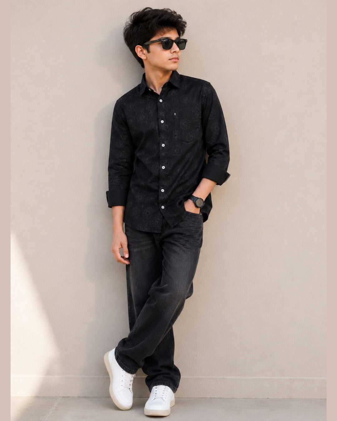 G_FIVE-Regular Fit Casual Shirt | Full Sleeve Cotton Blend Shirt for Kids