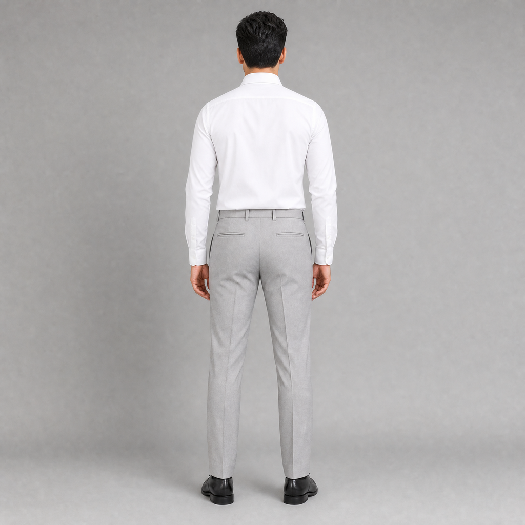 MALENO-Men's Light Gray Slim Fit Formal Trousers