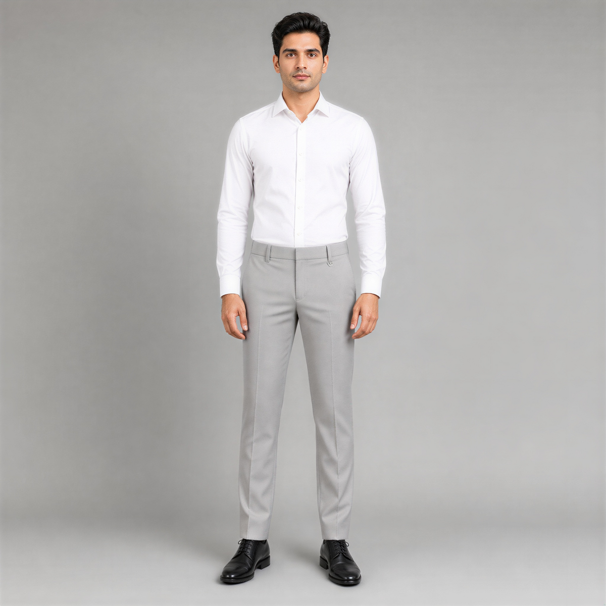 MALENO-Men's Light Gray Slim Fit Formal Trousers