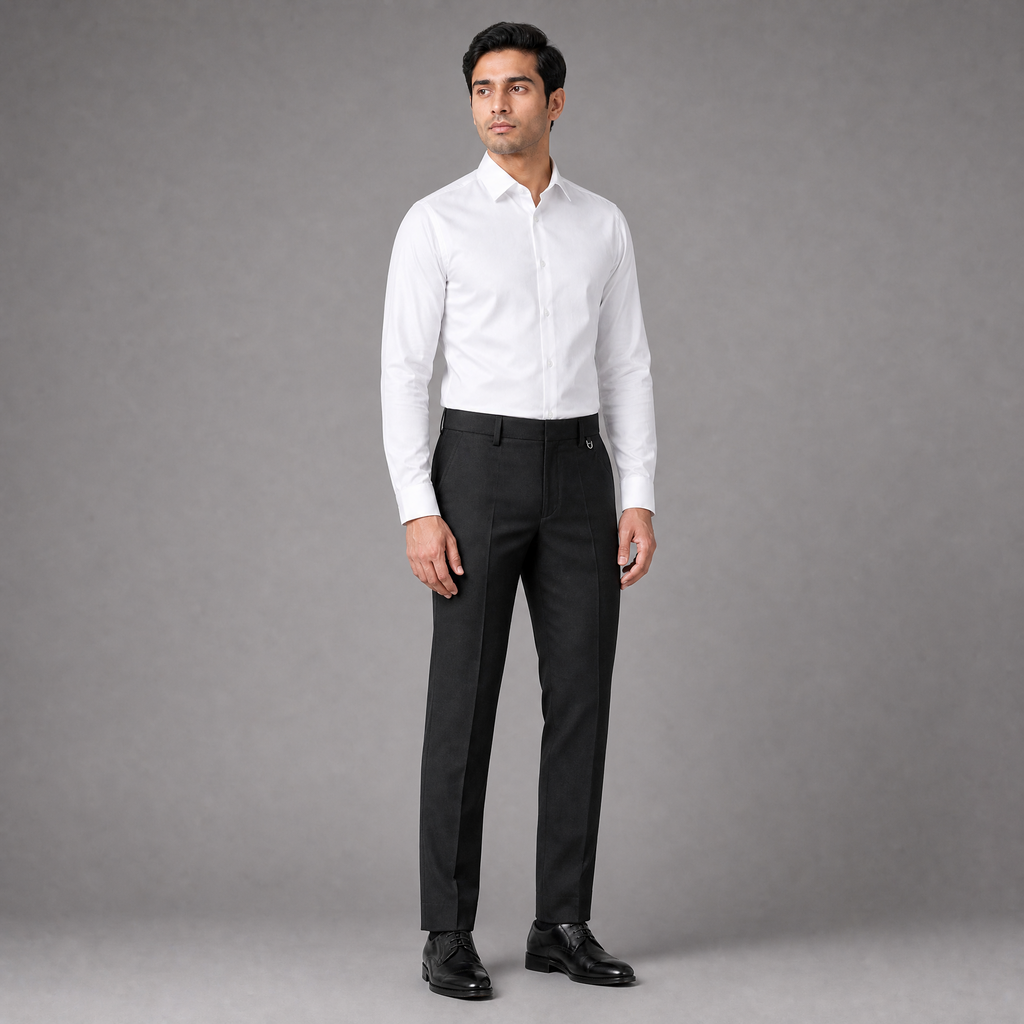 MALENO-Men's Black Slim Fit Formal Trousers